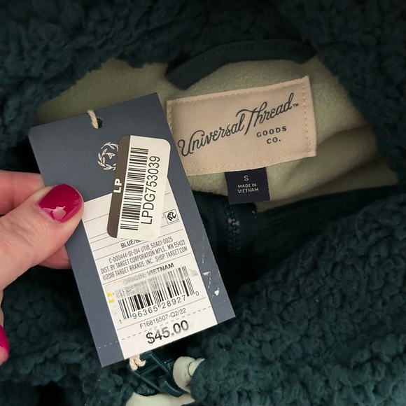 Universal Thread Women's Sherpa Anorak Jacket SZ Small Blue Green Fall Cozy NEW - Picture 6 of 8